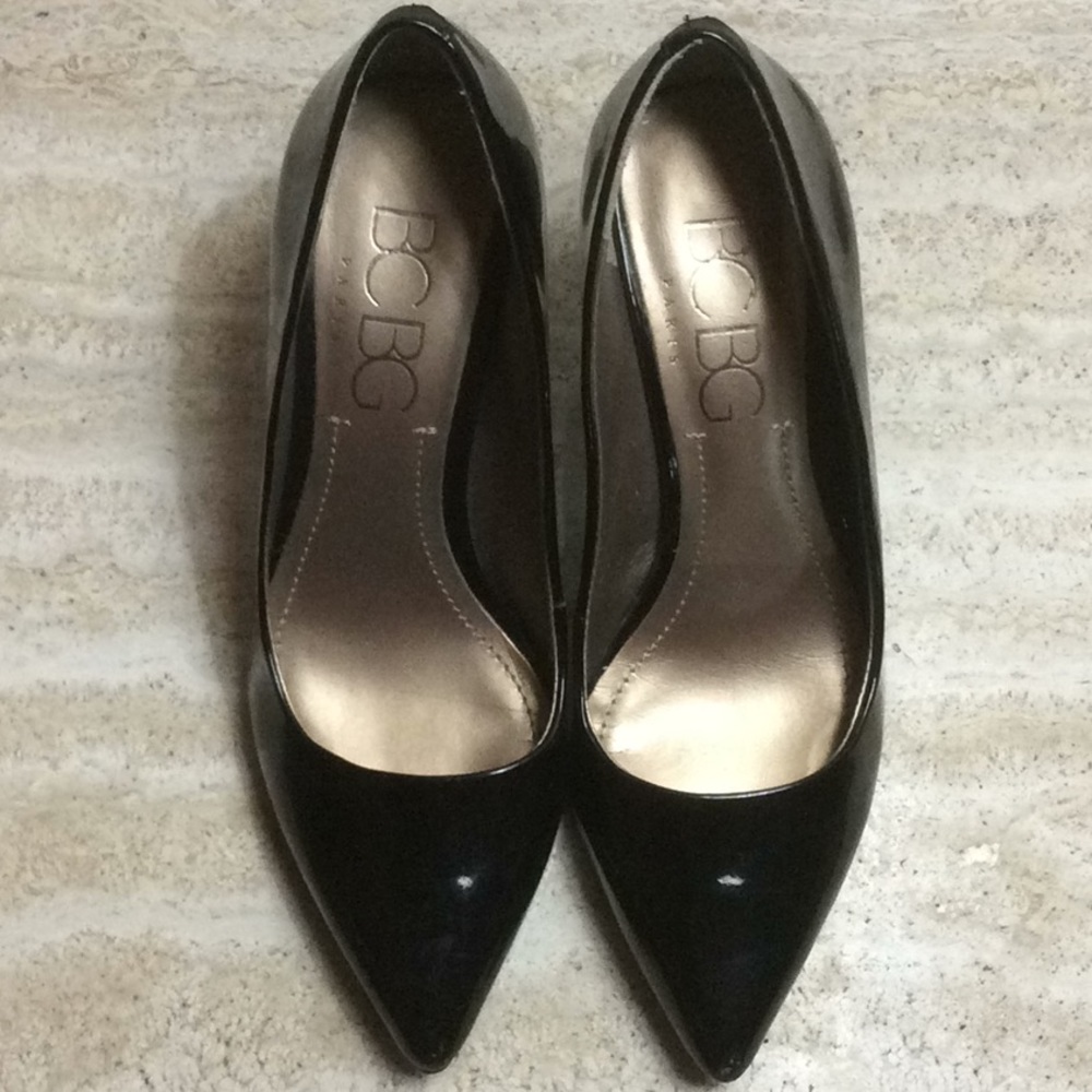 BCBG paris black patent leather 3” heel